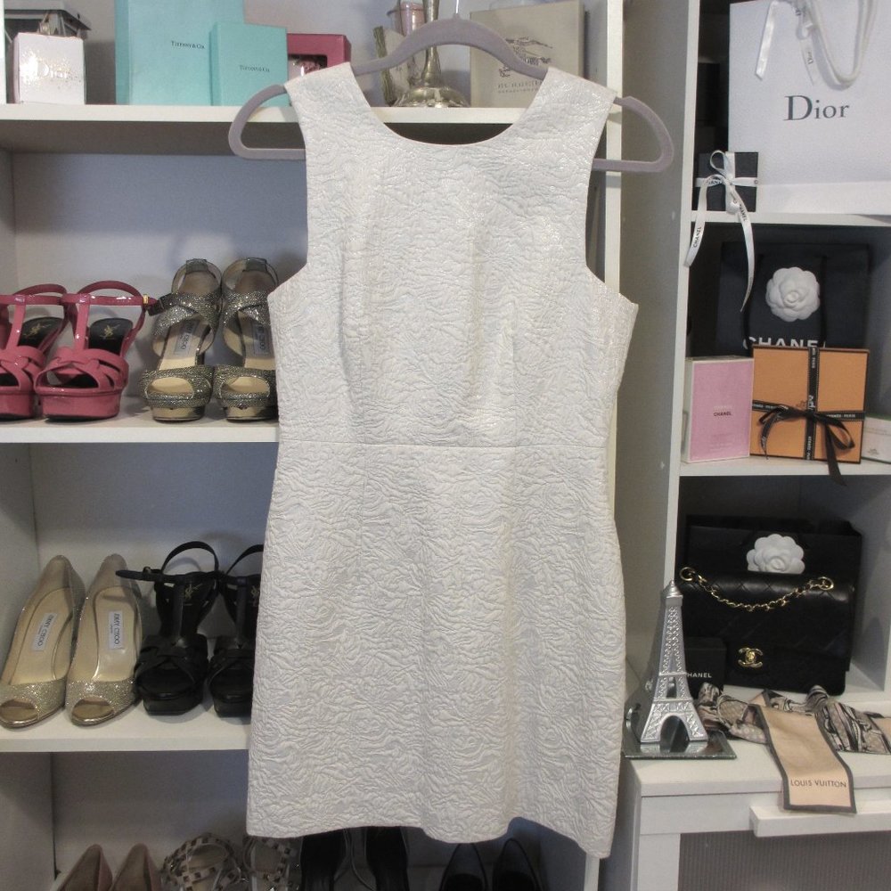 H&M White & Silver Threaded Pattern Dress